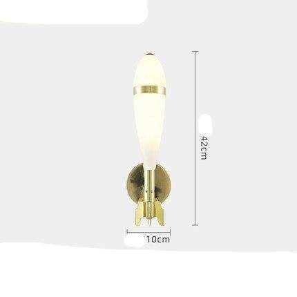 Aplique LED infantil de metal dorado con efecto cohete