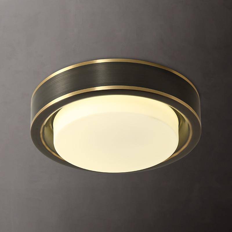 Plafonnier design LED rond aux bords rétro dorés