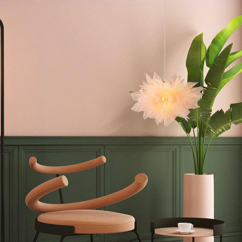 pendant light LED design with fabric flower