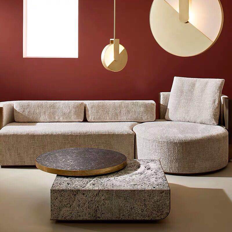 pendant light LED design with minimalist gold metal disc