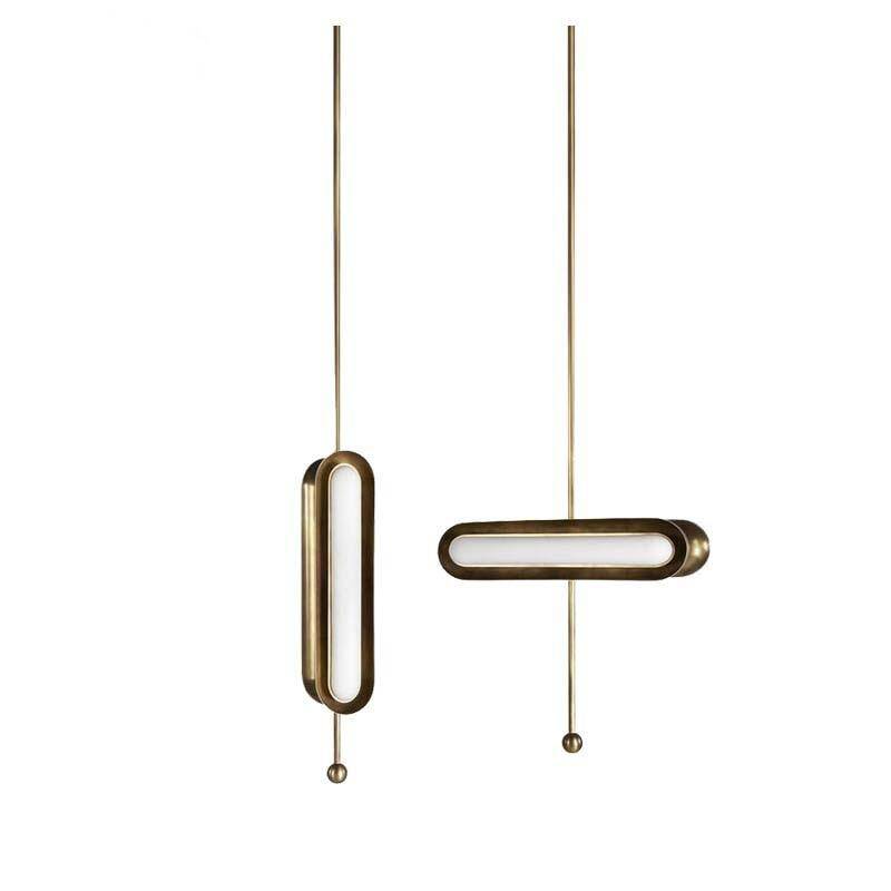pendant light LED design with double rounded gold base Luxury style