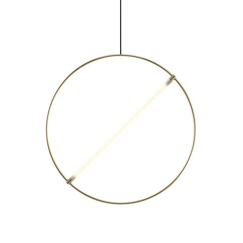 pendant light LED design with golden circle and Creative light tube