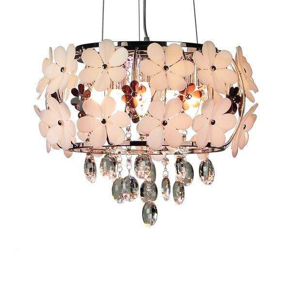 pendant light LED design with flower motifs in luxury metal