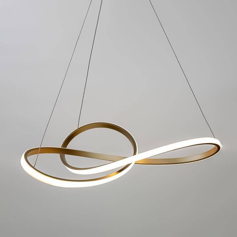 Suspension design LED avec anneau doré entrelacé Creative