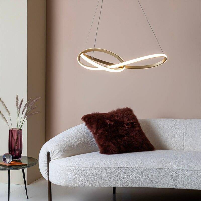 pendant light LED design with gold interlaced ring Creative