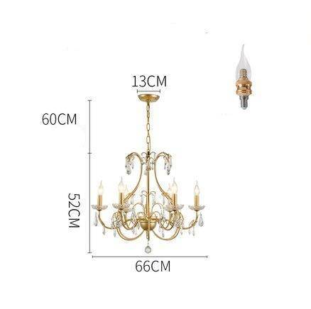 Baroque gold LED chandelier with retro crystal glass bulb
