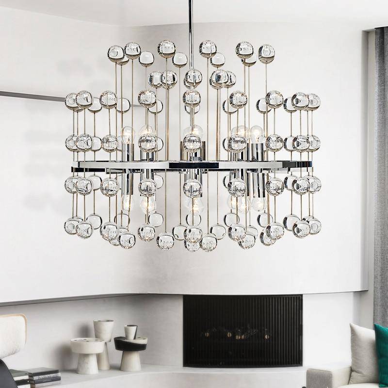 Lustre design LED avec boules crystal style Art