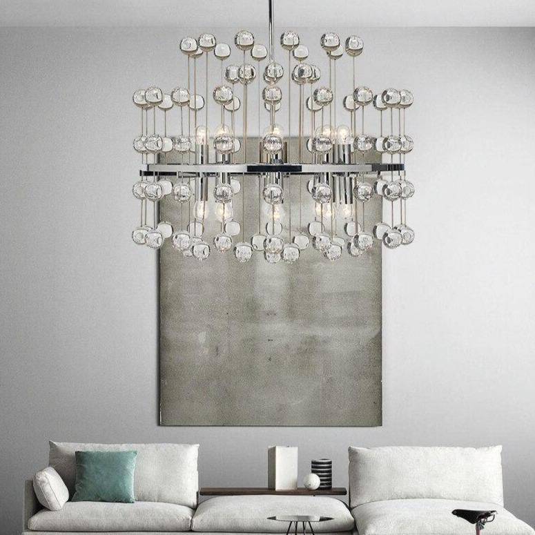 Lustre design LED avec boules crystal style Art