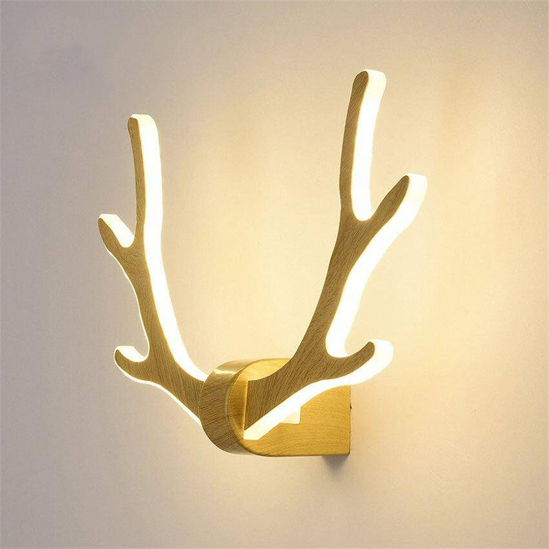 Lámpara de pared design LED en madera con forma de cuernos de ciervo