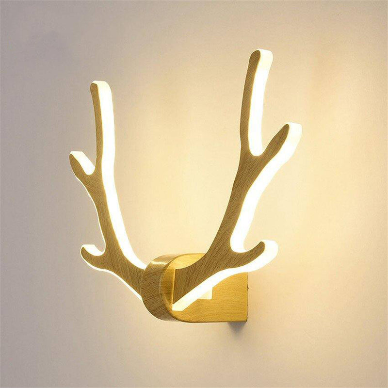 wall lamp wooden LED design in the shape of stag horns