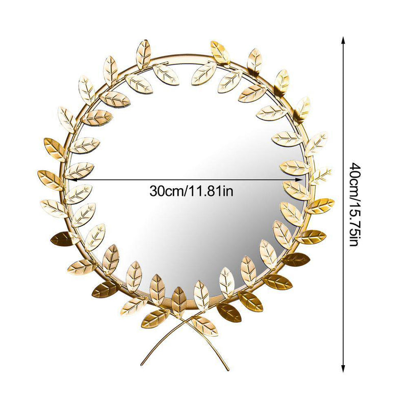 Round gilded wall mirror with laurel wreath 30cm
