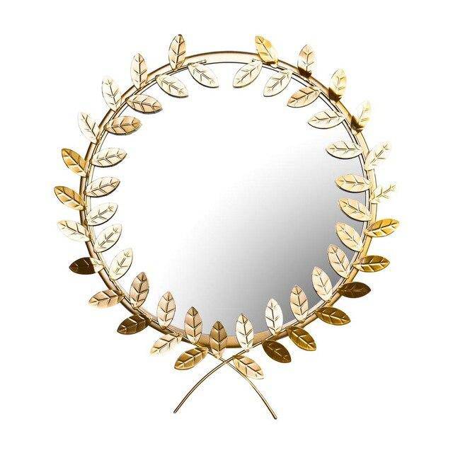 Round gilded wall mirror with laurel wreath 30cm