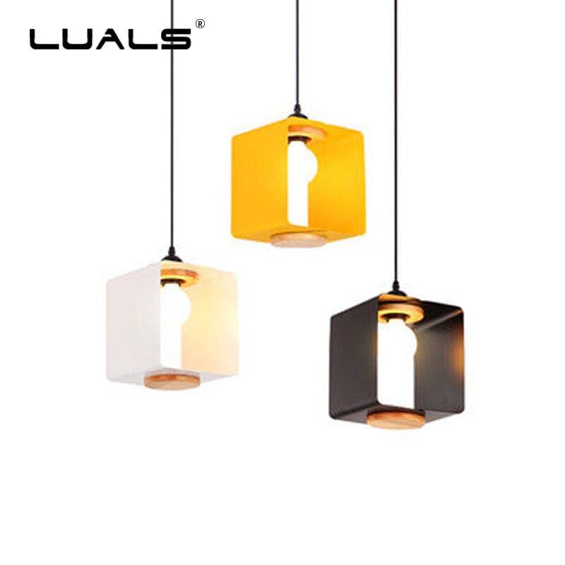 Lámpara de suspensión cubo de color LED moderno Creative