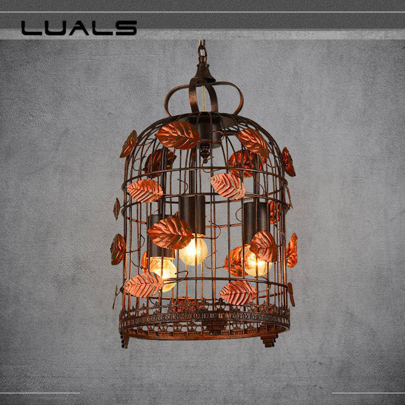 pendant light metal LED retro birdcage style