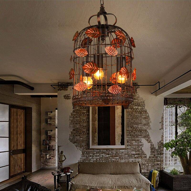 pendant light metal LED retro birdcage style