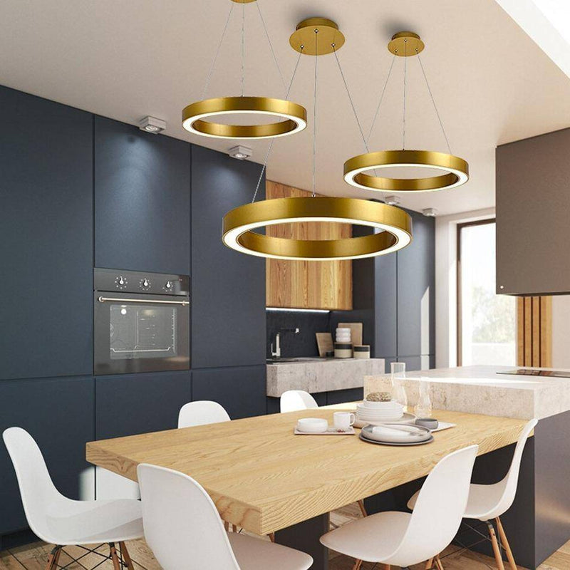 pendant light LED design with thick-edged metal circle Luxury