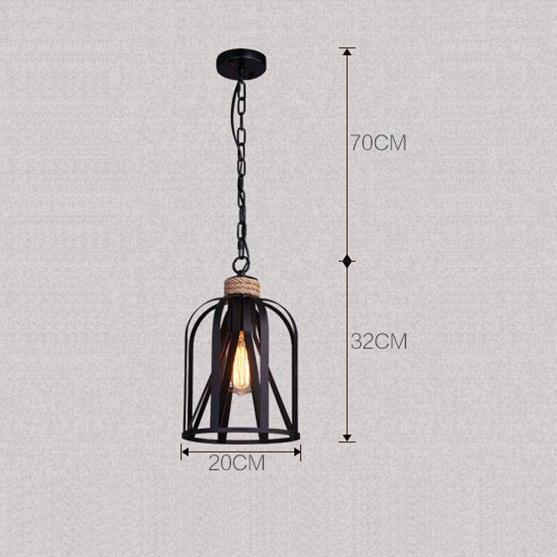 Lámpara de suspensión LED rústico con jaula de metal negro estilo industrial