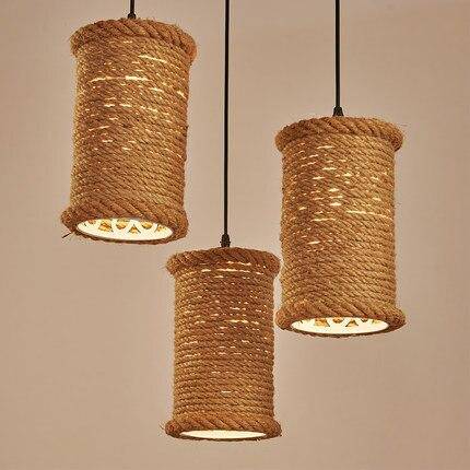 pendant light LED backlight with lampshade cylindrical rattan