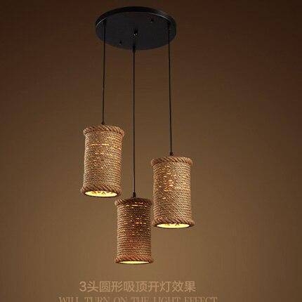 pendant light LED backlight with lampshade cylindrical rattan