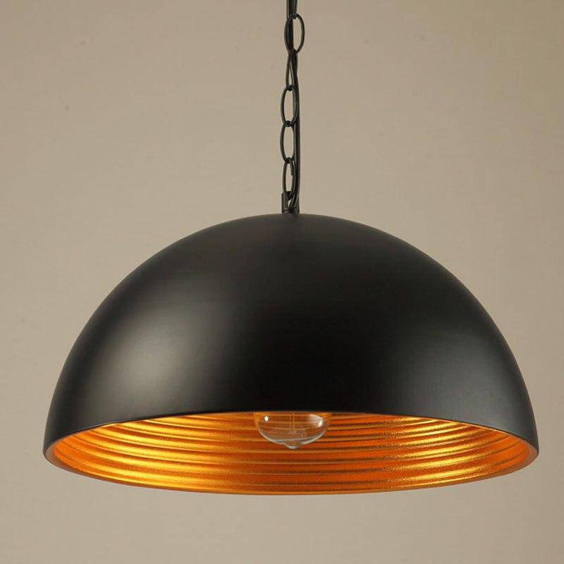 pendant light LED retro with lampshade rounded metal