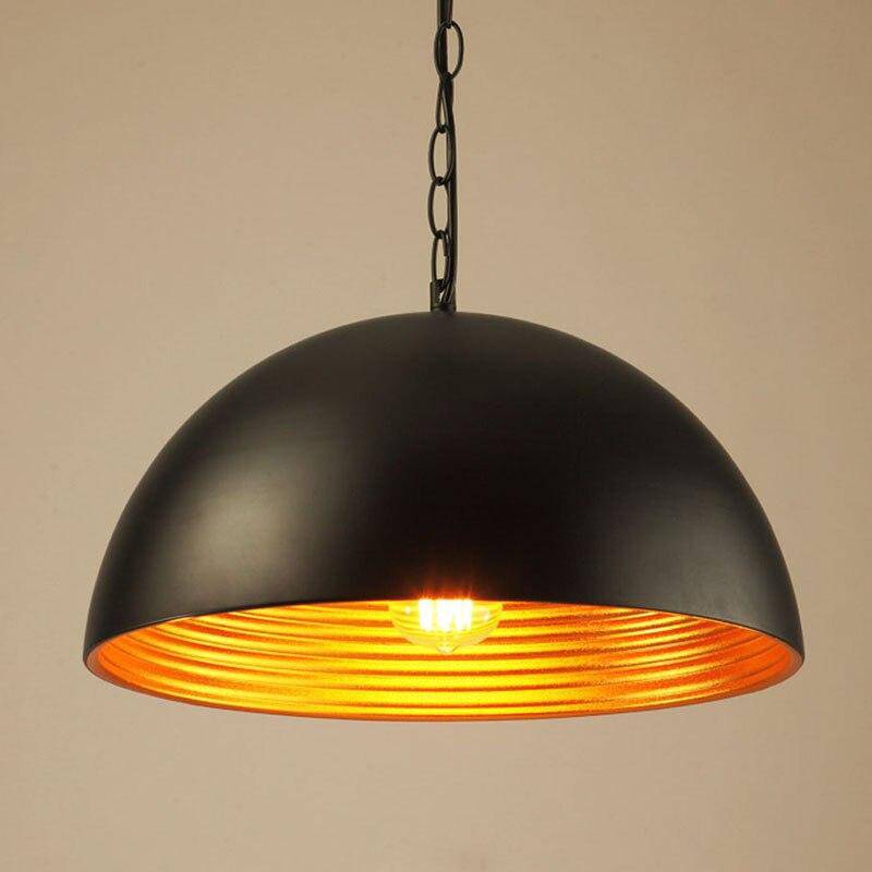 pendant light LED retro with lampshade rounded metal