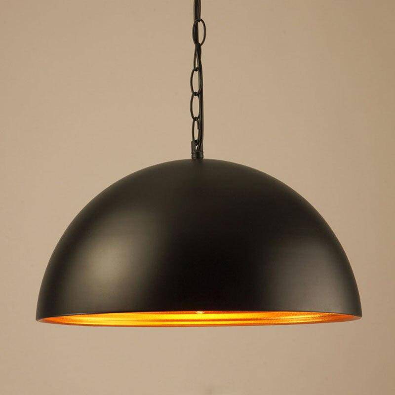 pendant light LED retro with lampshade rounded metal