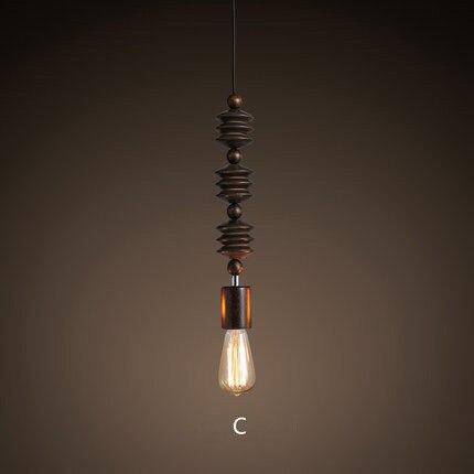 pendant light wooden retro with Edison bulb