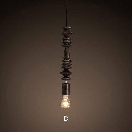 Lámpara de suspensión retro de madera con bombilla Edison