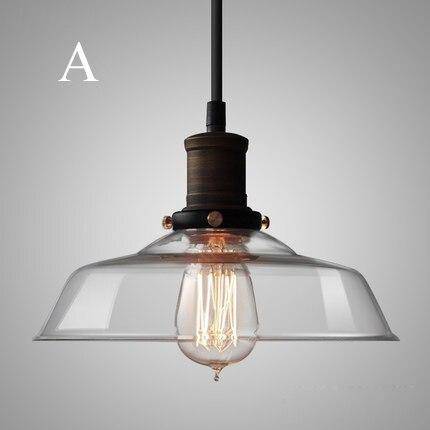 pendant light LED retro with lampshade glass and Edison bulb