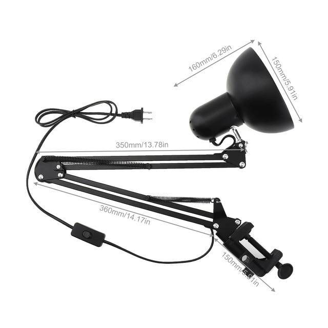 Lámpara de escritorio LED con pinza y brazo articulado negro