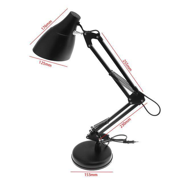 Lámpara de escritorio LED con pinza y brazo articulado negro