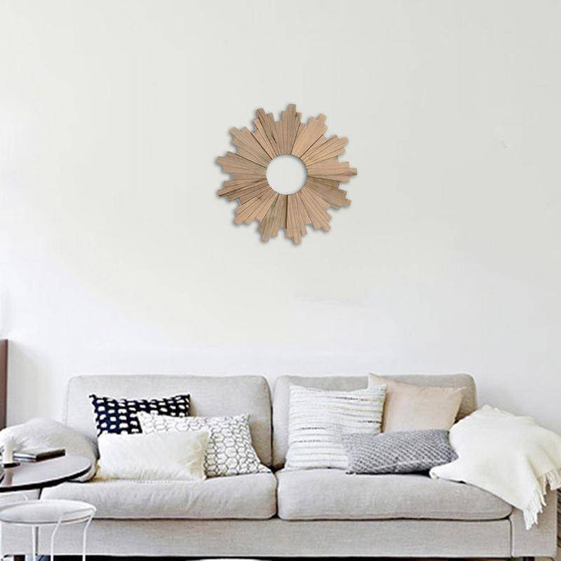 Large wooden design mirror Sun style