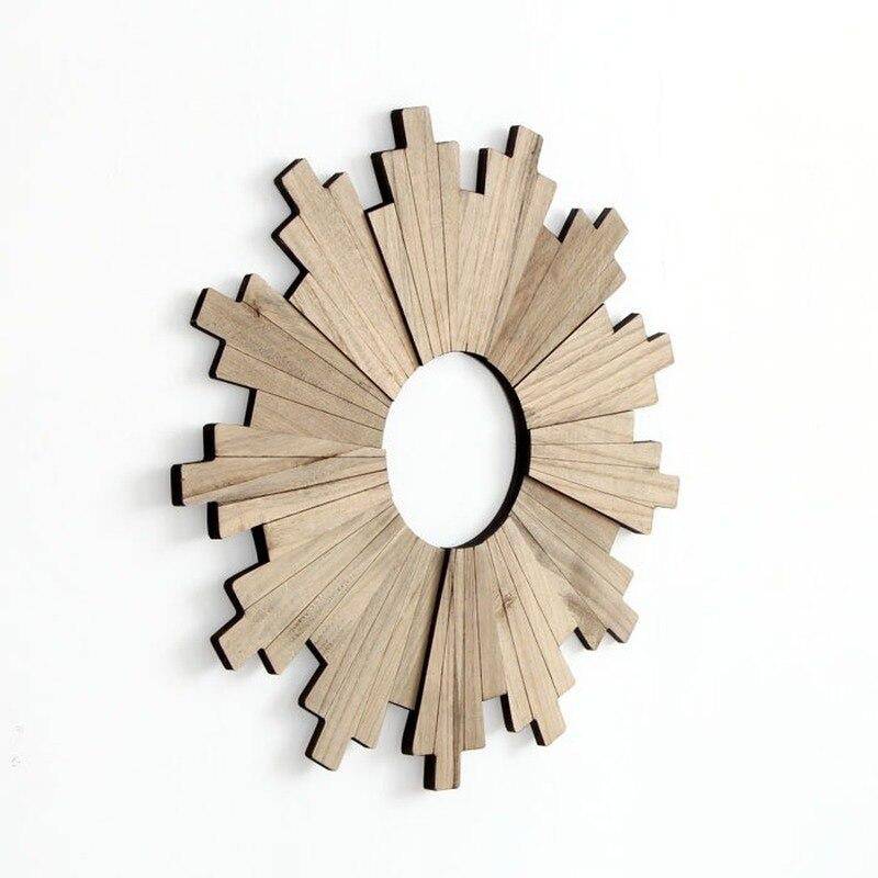 Large wooden design mirror Sun style