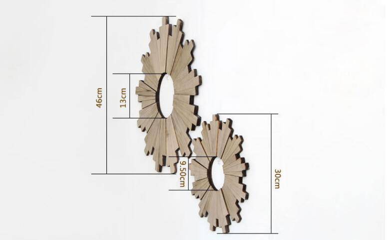 Large wooden design mirror Sun style