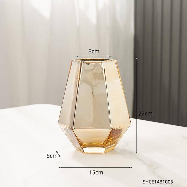 Vase design doré aux formes géométriques Luxury