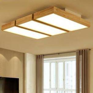 LED wood ceiling with 1 or more rectangles