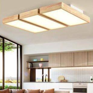 Lámpara de techo LED de madera con 1 o más rectángulos