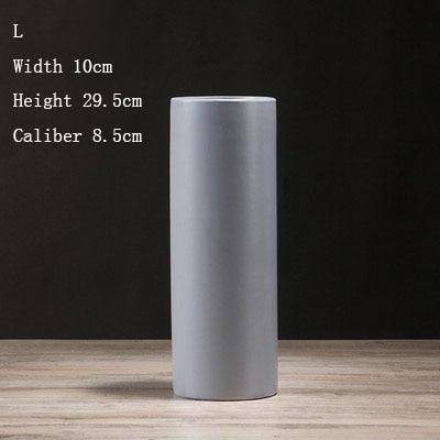 Jarrón de cerámica design en forma de cilindro, de estilo minimalista