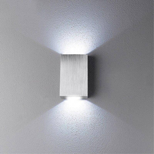 wall lamp chrome rectangular with LED top and bottom