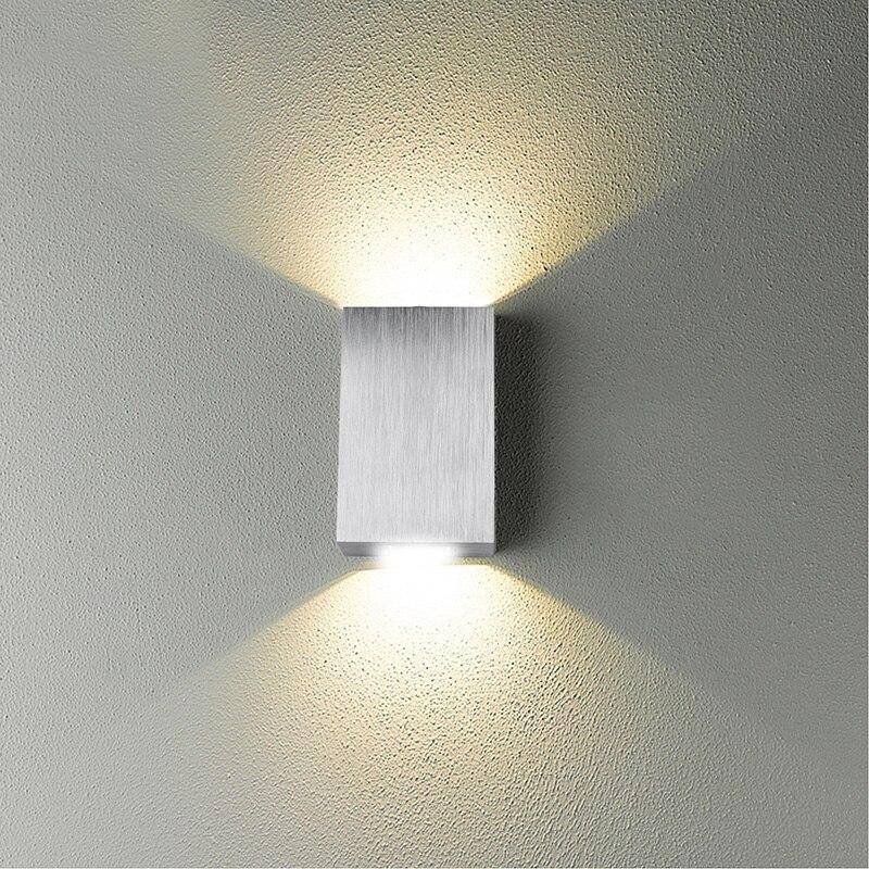 wall lamp chrome rectangular with LED top and bottom