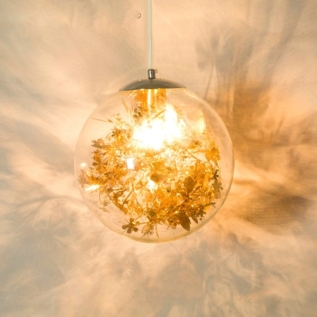 pendant light LED design glass ball with chrome foil inside