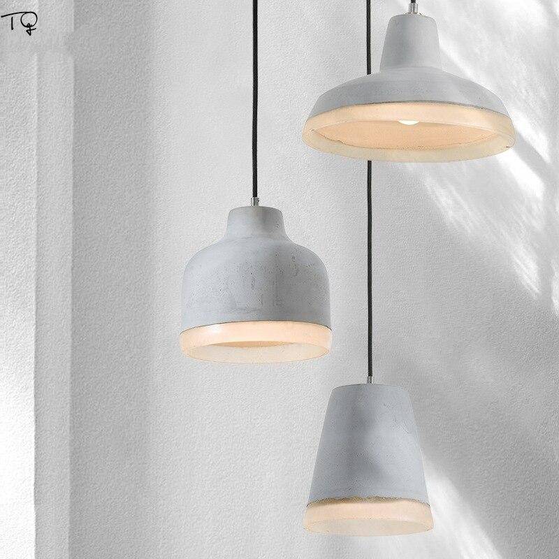 pendant light LED design with lampshade in cement Creative Loft