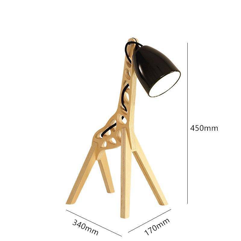 Modern LED desk lamp in wood, Giraffe style