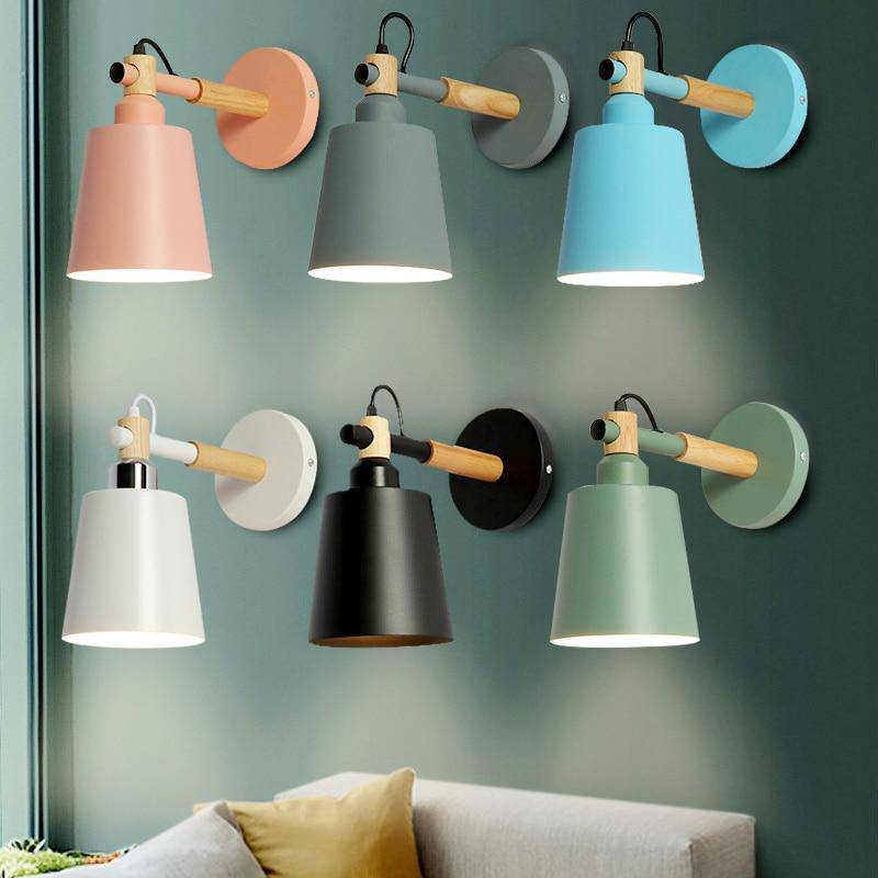 wall lamp Nordic wood and metal LED wall light