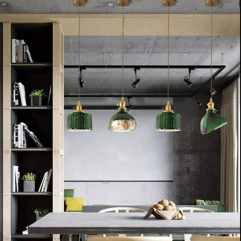 pendant light Dena green and gold bifold LED