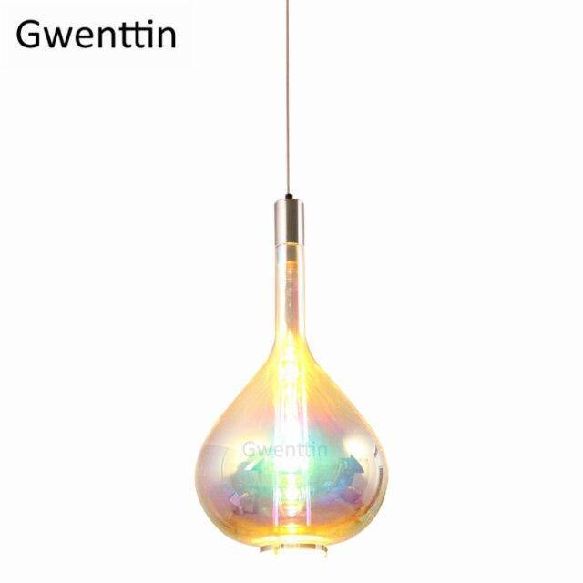 Lámpara de suspensión design Vidrio coloreado estilo gota de agua con LEDs