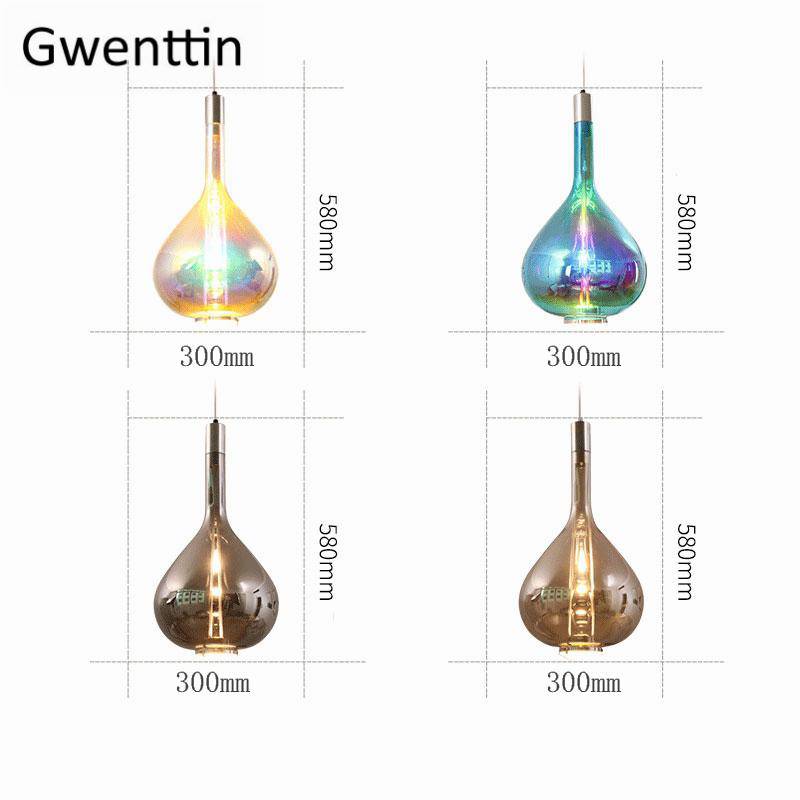 Suspension design à LED en verre coloré style Water drop