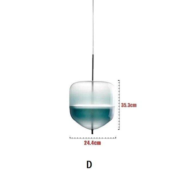 Lámpara de suspensión design LED de cristal azul de diferentes formas