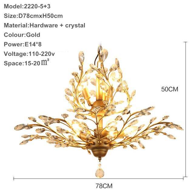 Golden Leaf Crystal LED chandelier