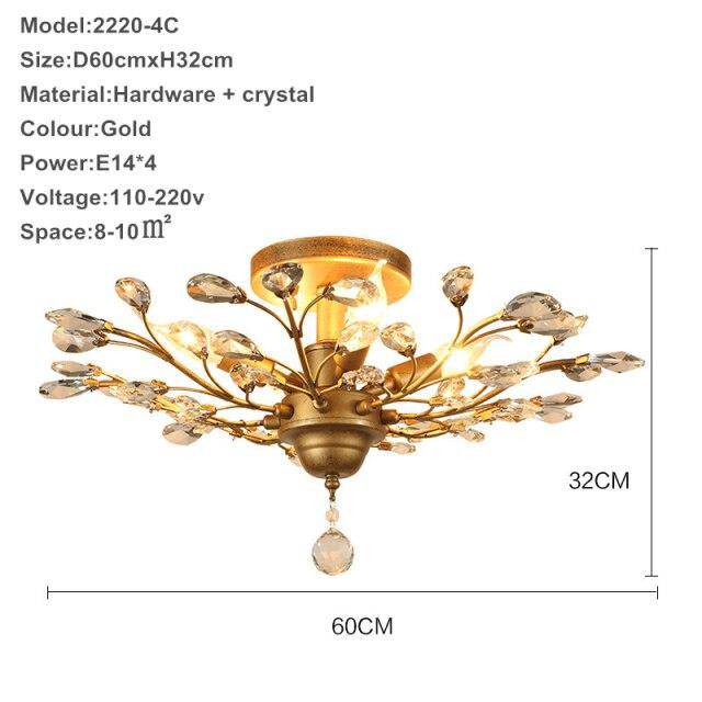 Golden Leaf Crystal LED chandelier
